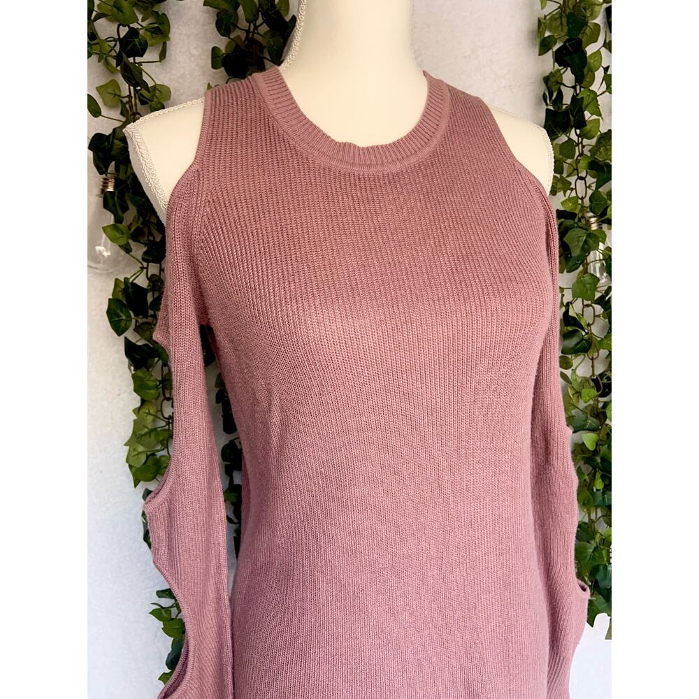 Hippie Rose Nude Pink Long Sleeve Arm Cut Out Crew Neck Sweater Top Women's S - Picture 3 of 9